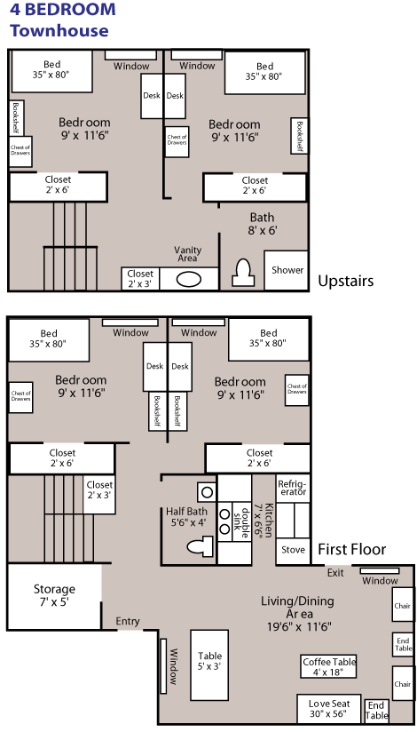 diagram of typical apartment layout