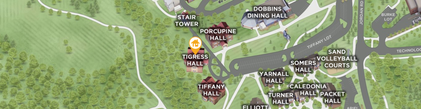 Open interactive map centered on Tigress Hall in a new tab