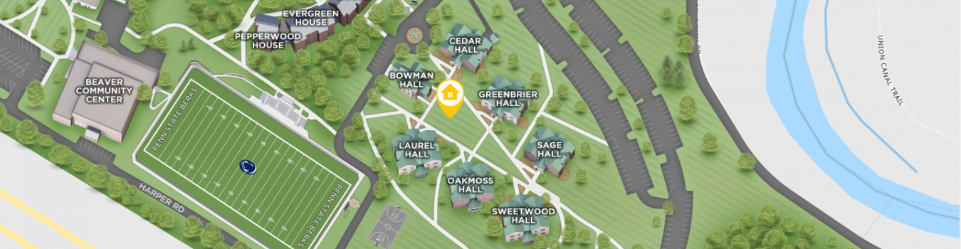 Open interactive map centered on Cedar Hall in a new tab
