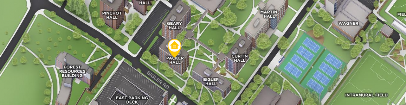 Open interactive map centered on Packer Hall in a new tab