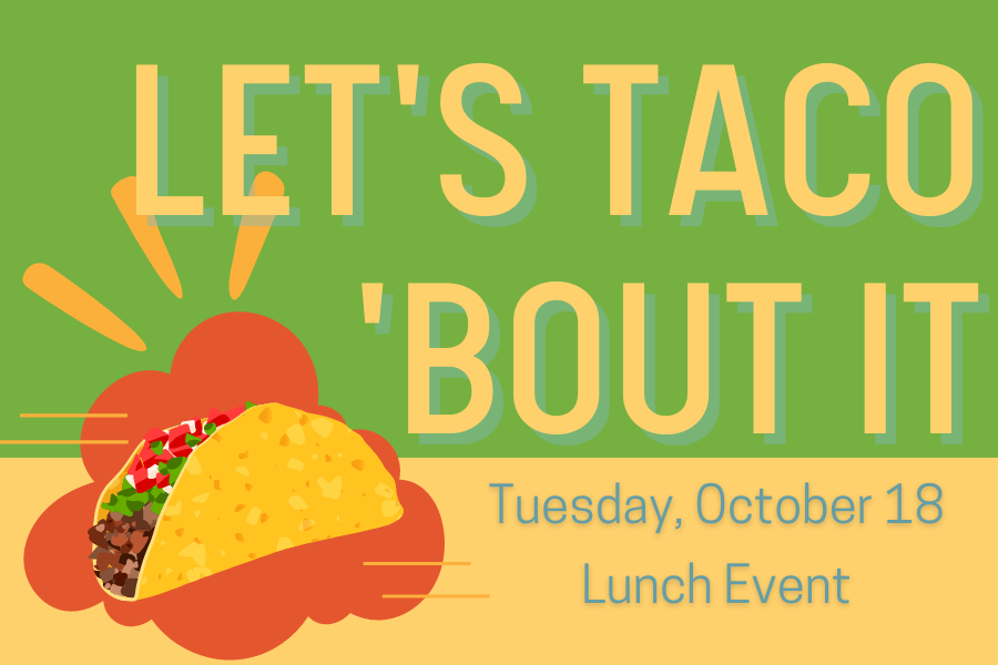 Image depicting our Taco Lunch feature in tan and green colors. Click on the image to open the link to our information and menu page