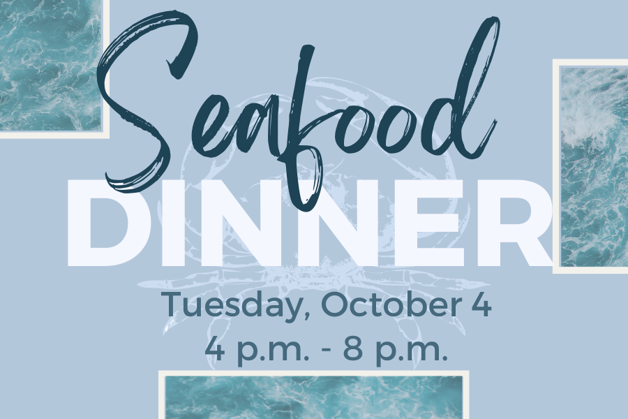 Image depicting our Chef Special Seafoods sign in blue and white colors. Click on the image to open the link to our information and menu page