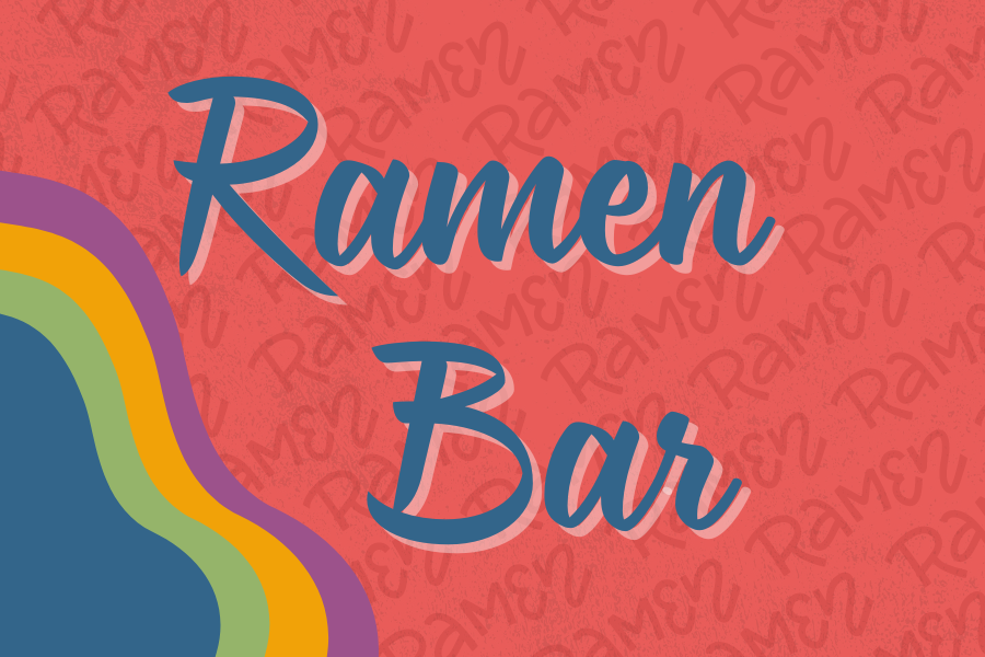Image depicting our Ramen Bar sign in red and blue colors. Click on the image to open the link to our event information page.
