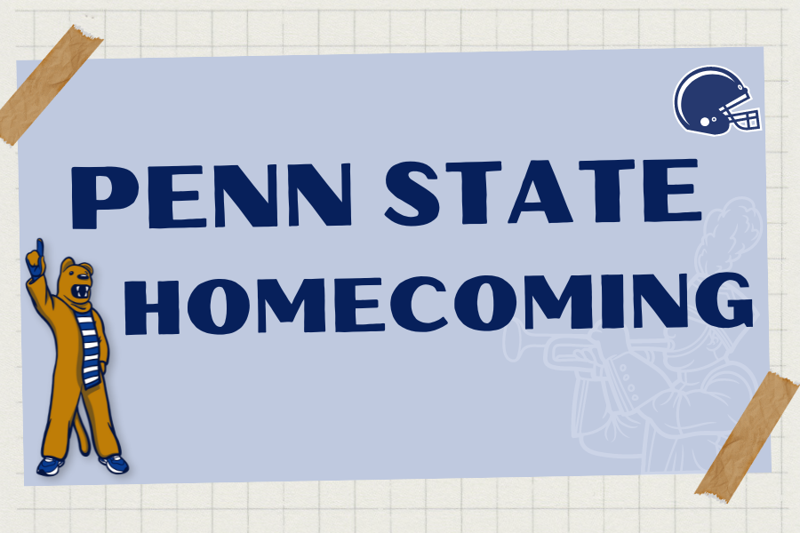 Image depicting our Penn State Homecoming sign in blue and white colors. Click on the image to open the link to our event information page.