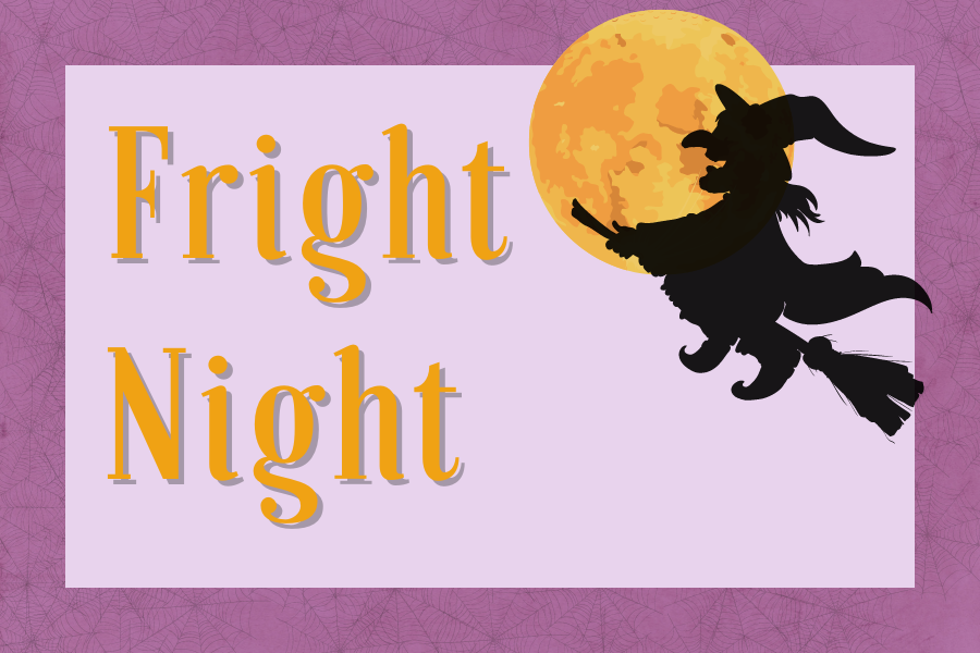 Image depicting our Fright Night sign in purple and orange colors. Click on the image to open the link to the event page.