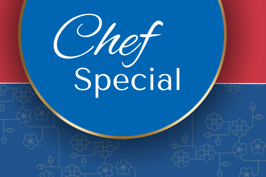 Image depicting our Chef Special sign in red and blue colors. Click on the image to open the link to the special event webpage.