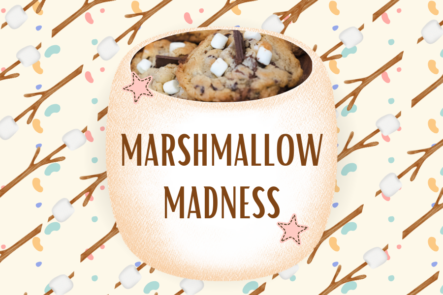 Image depicting our Marshmallow Madness sign in white and brown colors. Click on the image to open the link to the special event webpage. 