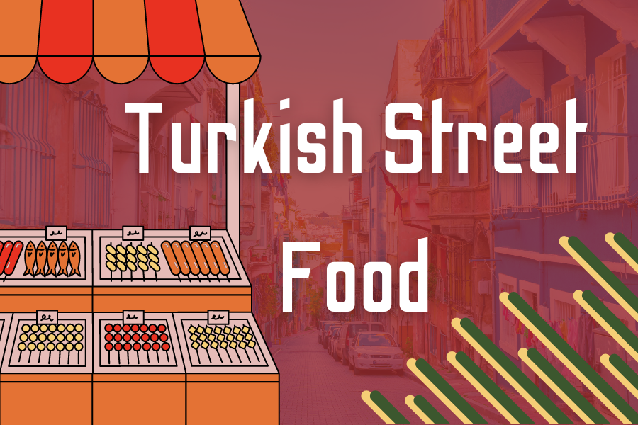 Image depicting our Turkish Street Food sign in red and orange colors. Click on the image to open the link to our special event webpage.