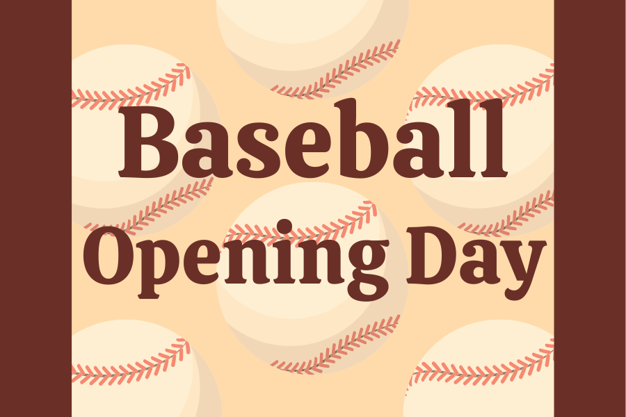Image depicting our Baseball Opening Day sign in white and brown colors. Click on the image to open the link to the special event page.