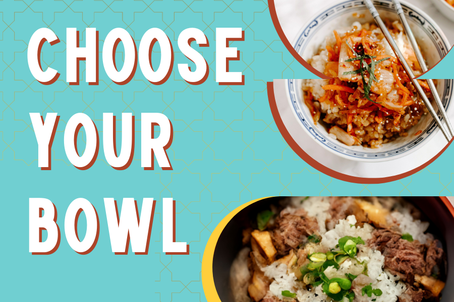 Image depicting our Choose Your Bowl sign in blue and white colors. Click on the image to open the link to the special event webpage.