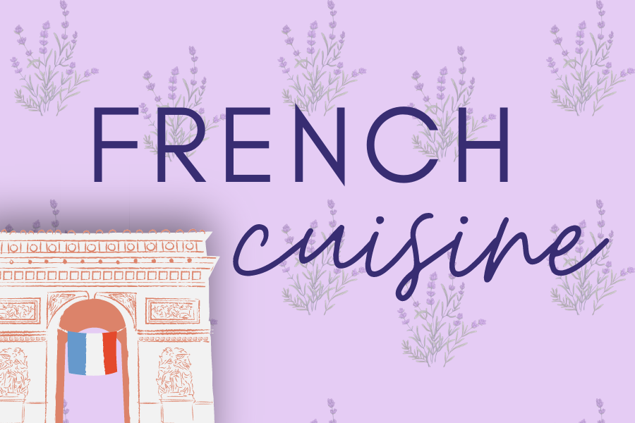 Image depicting our French Cuisine sign in purple and white colors. Click on the image to open the link to the special event webpage.