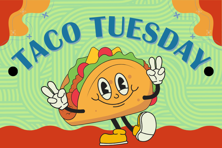 Image depicting our Taco Tuesday sign in red and green colors. Click on the image to open the link to the special event webpage.