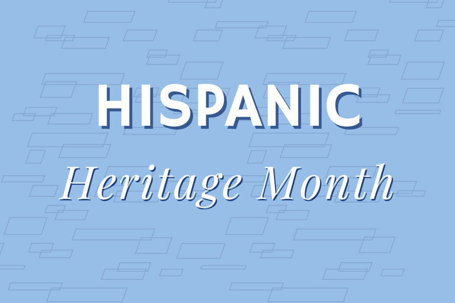 Image depicting our Hispanic Heritage Month sign in blue and white colors. Click on the image to open the link to our special event webpage.