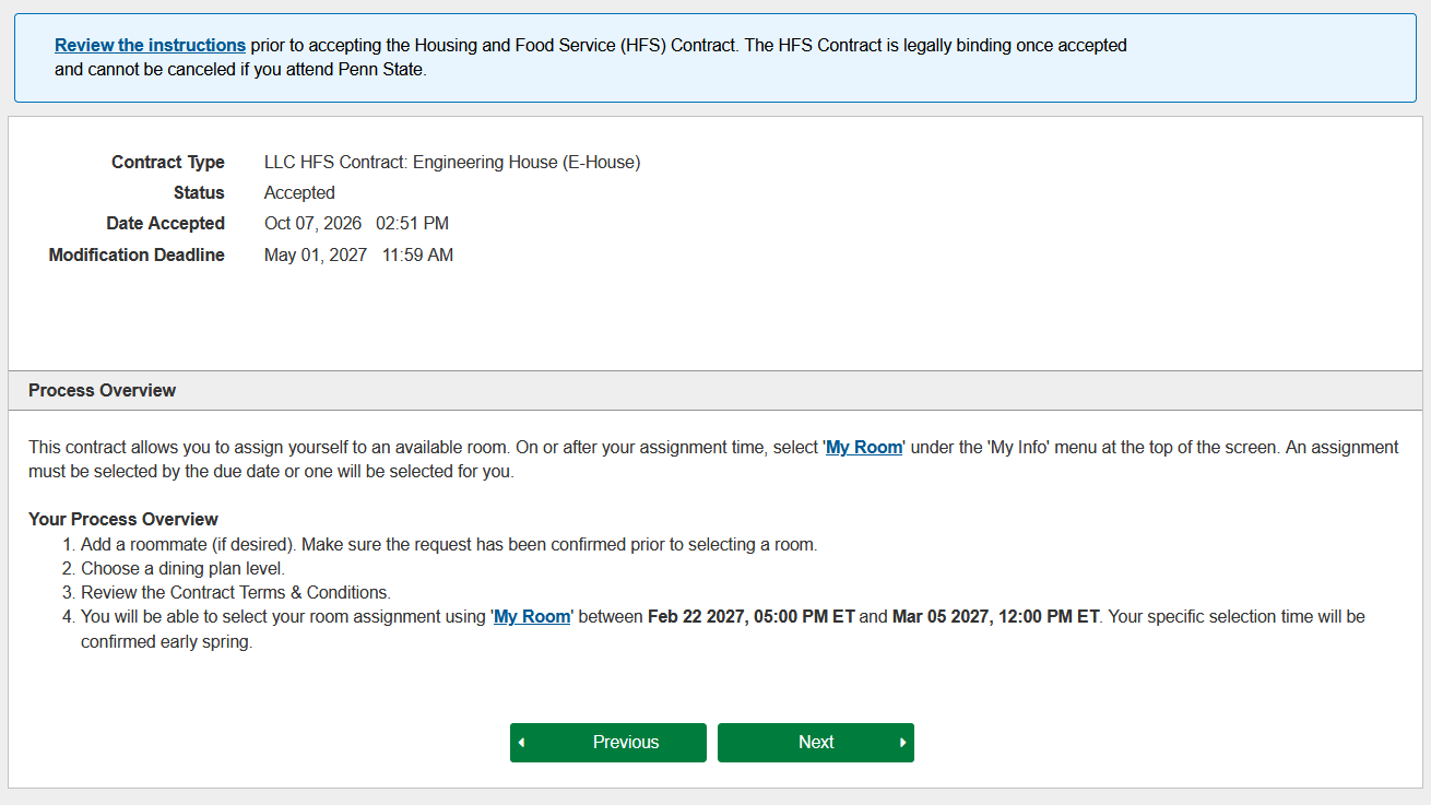 Image of HFS Contract in eLiving