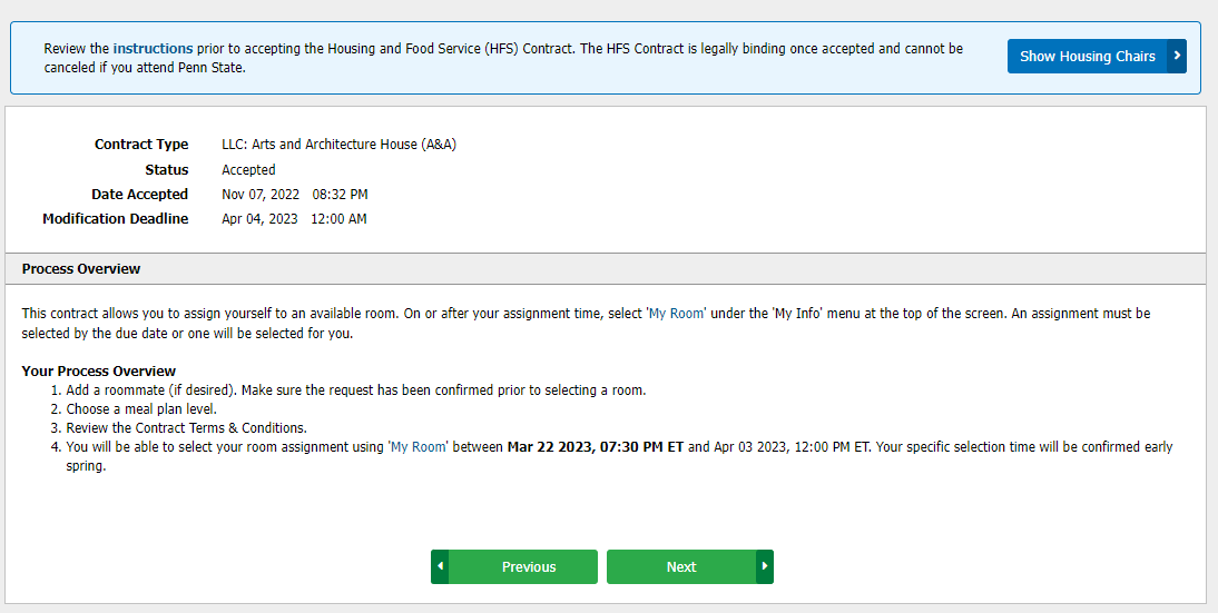 screenshot from eLiving system, indicating the LLC preference drop-down menu selection