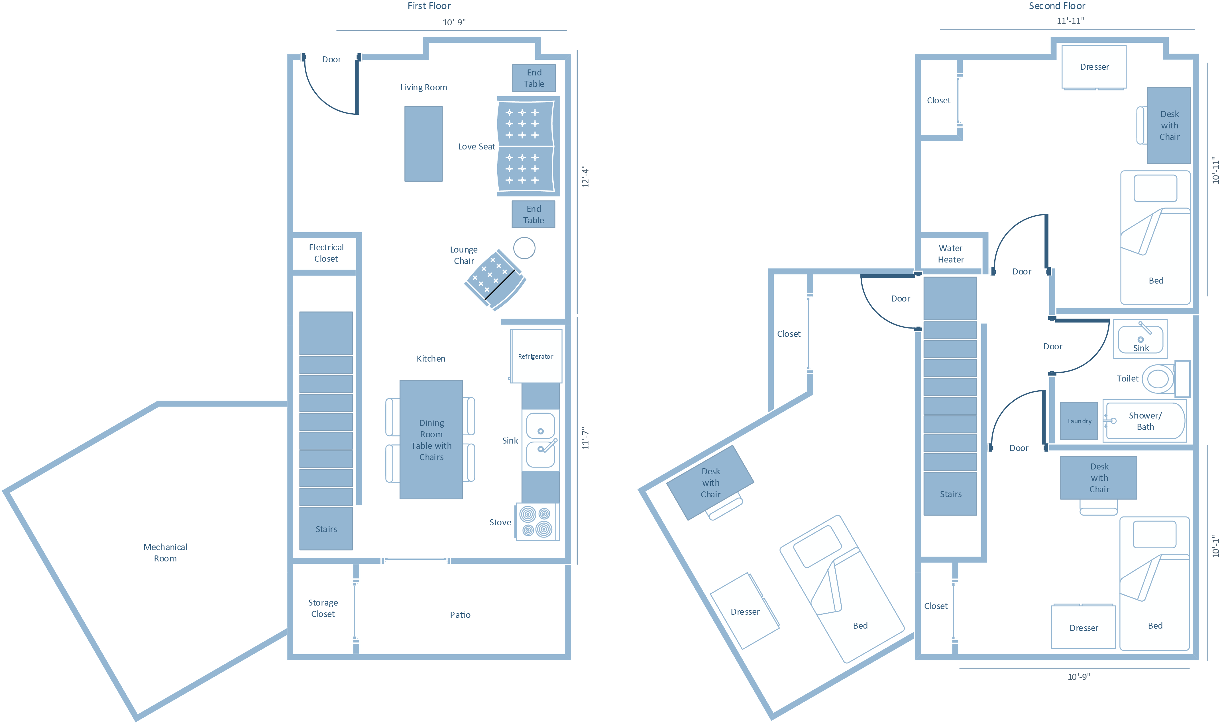 diagram of typical three bedroom apartment layout