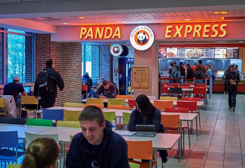 Student dining outside of Panda Express