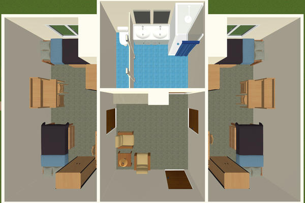 Overhead diagram of two bedroom suite