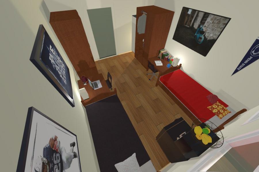 3D rendering Orchard Hall double room