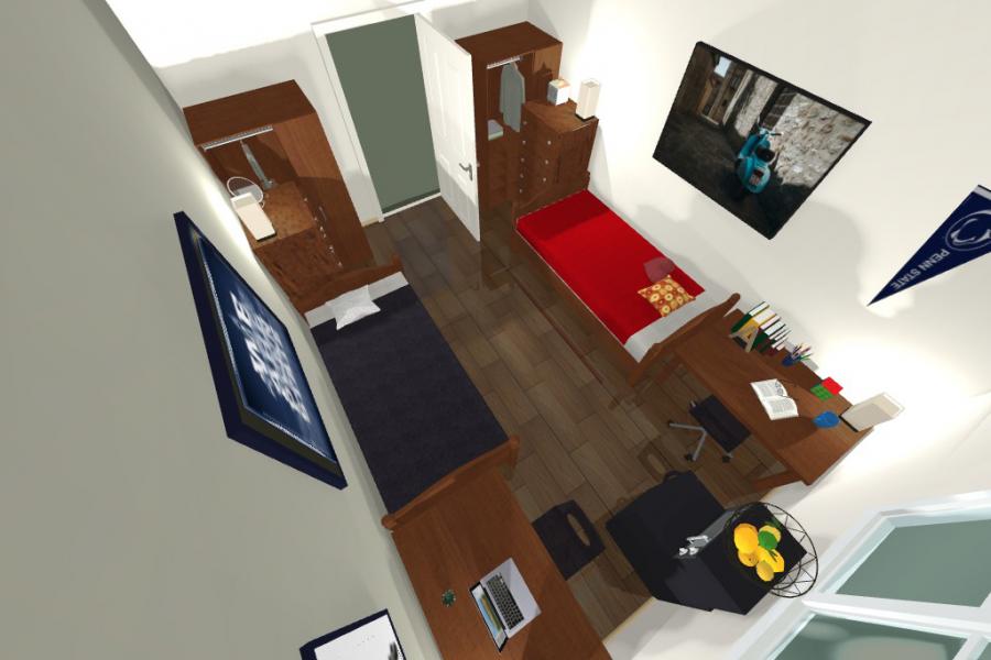 3D rendering of McKeesport Hall double room