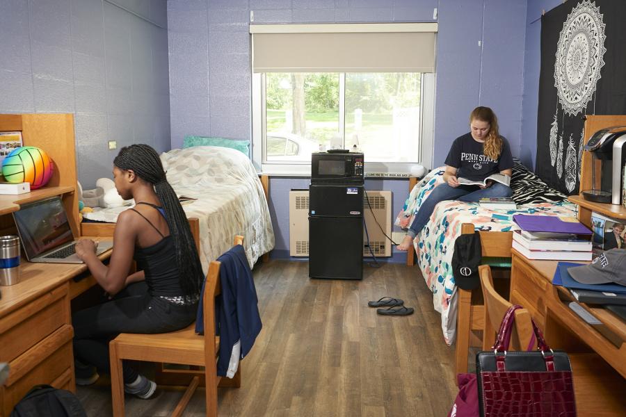 two students in their double room in Mont Alto Hall