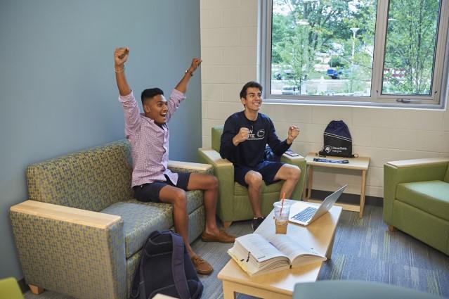 students in lounge space