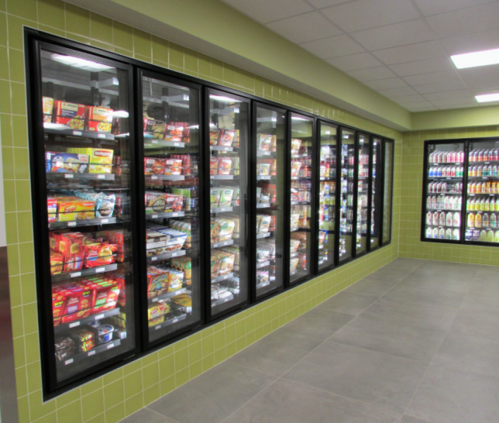 Refrigerated items display at Market East