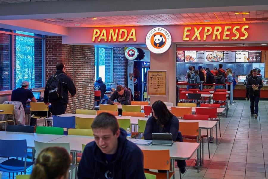Student dining outside of Panda Express