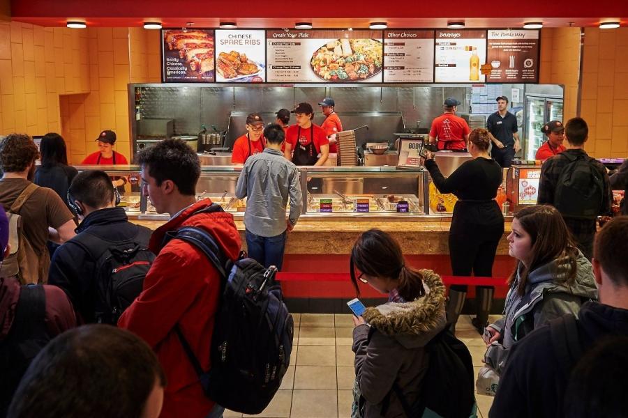 Students in line to order at Panda Express