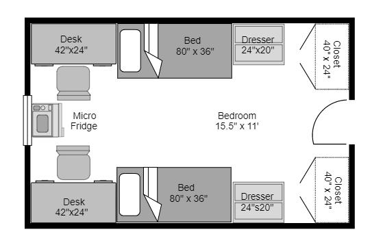 Floor Plan and layout of suite in Lawrence Hall