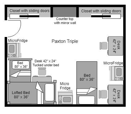 Floor Plan and Layout of a room at Paxton Hall at Harrisburg 