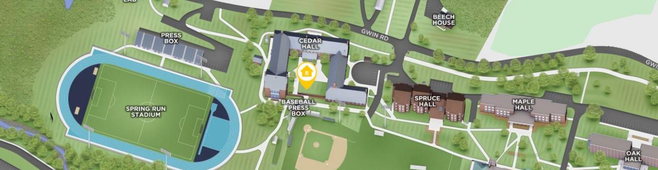 Open interactive map centered on Cedar Hall in a new tab