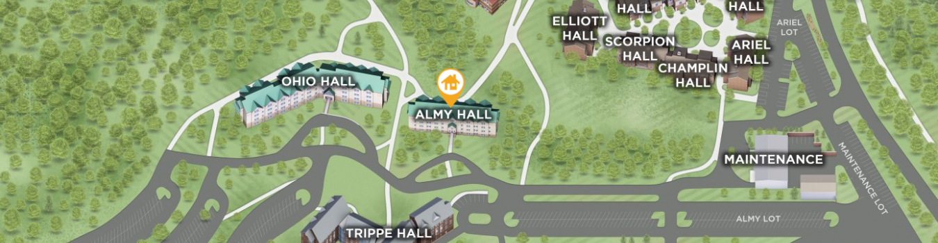 Open interactive map centered on Almy Hall in a new tab