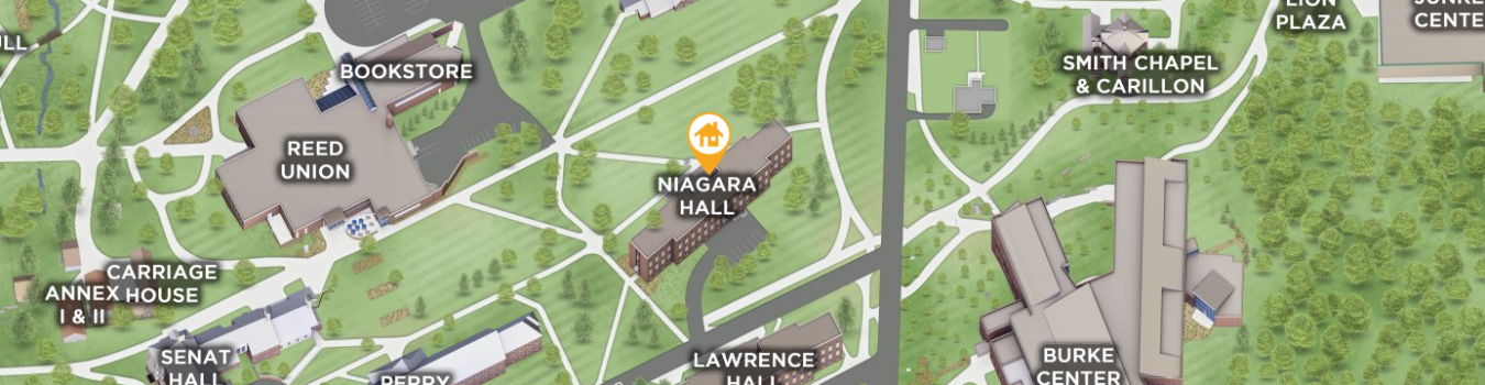 Open interactive map centered on Niagara Hall in a new tab