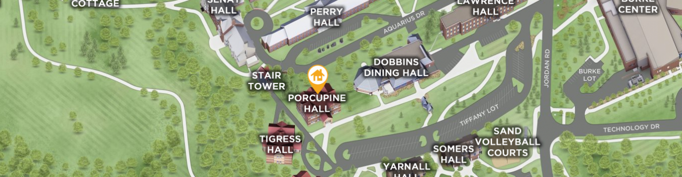 Open interactive map centered on Porcupine Hall in a new tab