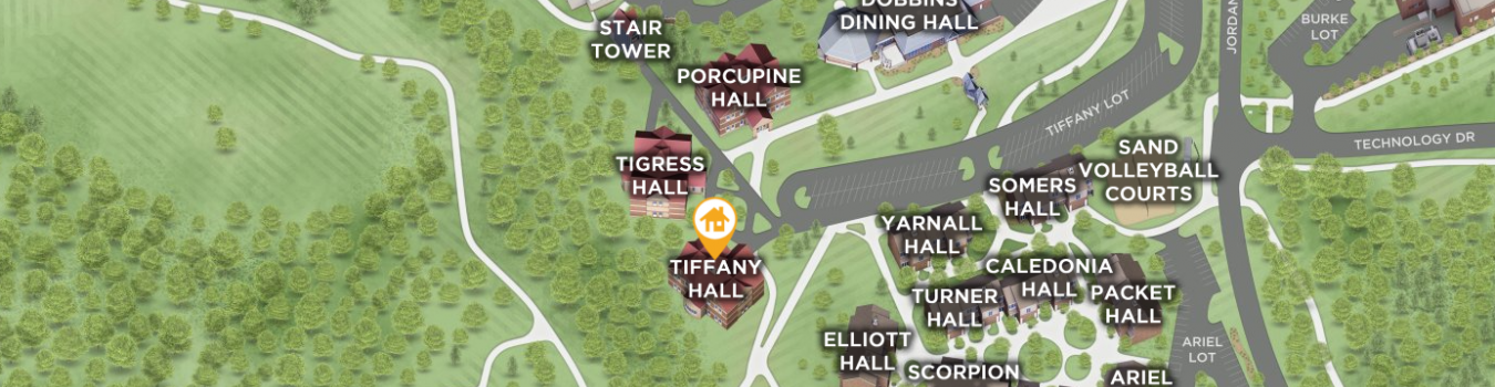 Open interactive map centered on Tiffany Hall in a new tab