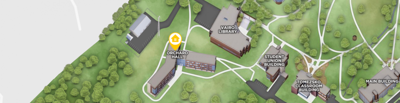 Open interactive map centered on Orchard Hall in a new tab
