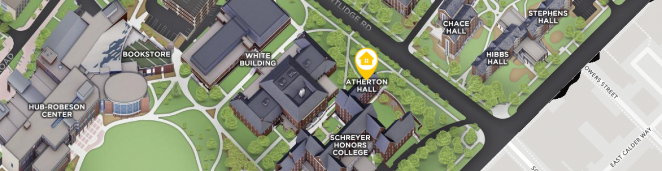 Open interactive map centered on Atherton Hall in a new tab