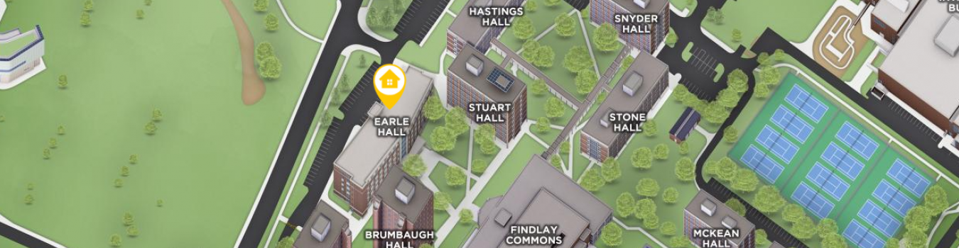 Open interactive map centered on Earle Hall in a new tab