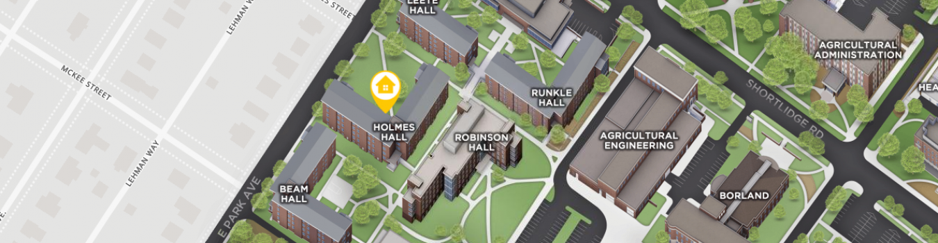 Open interactive map centered on Holmes Hall in a new tab