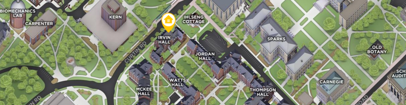 Open interactive map centered on Irvin Hall in a new tab