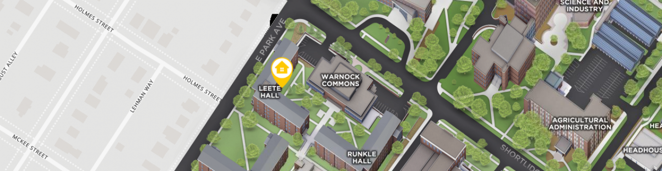 Open interactive map centered on Leete Hall in a new tab