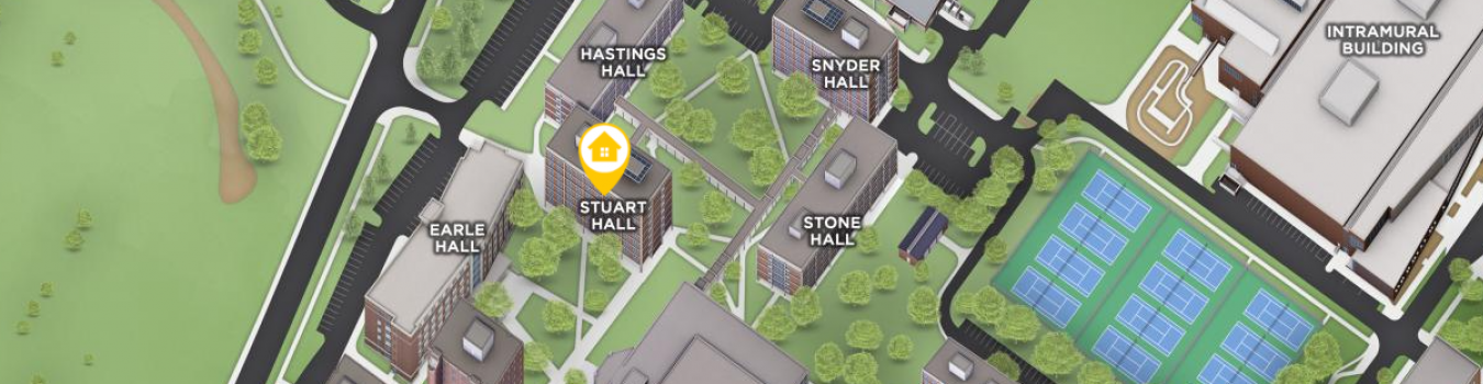 Open interactive map centered on Stuart Hall in a new tab
