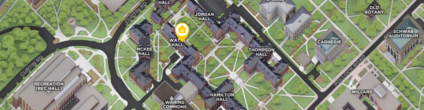 Open interactive map centered on Watts Hall in a new tab