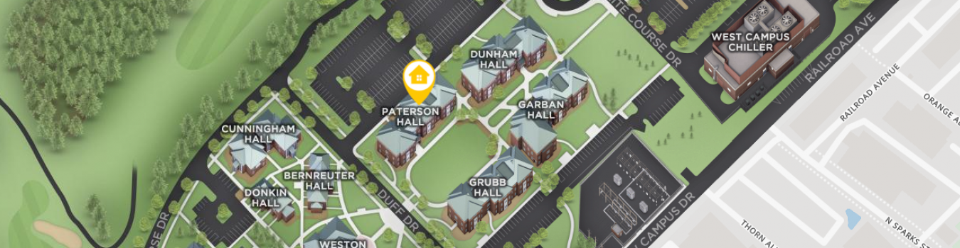 Open interactive map centered on White Course Graduate & Family Apartments in a new tab