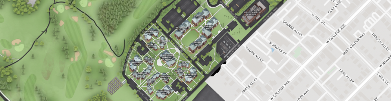 Open interactive map centered on White Course Graduate & Family Apartments in a new tab