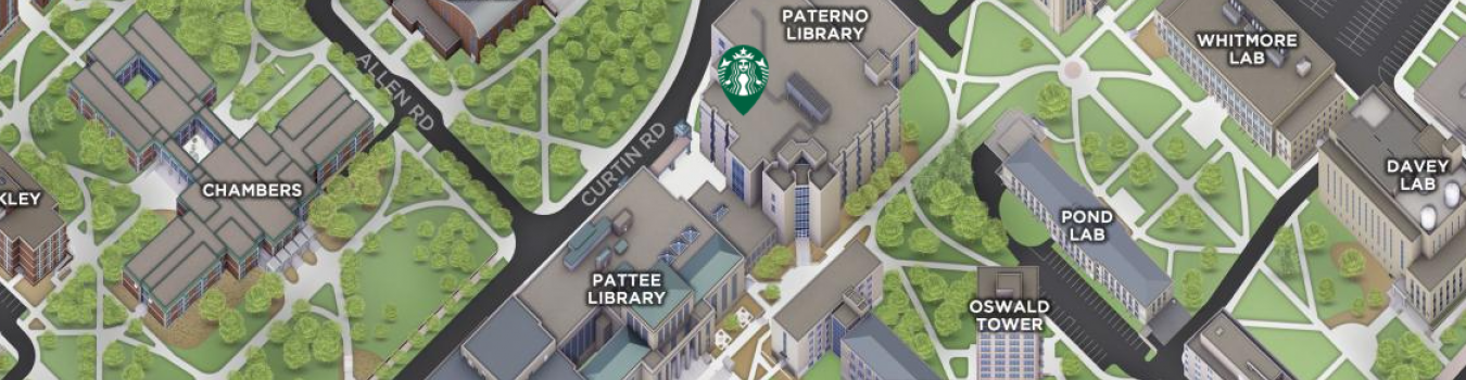Open interactive map centered on Starbucks @ Paterno Library in a new tab