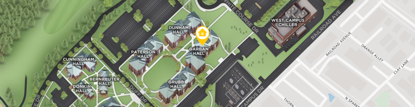 Open interactive map centered on Garban Hall in a new tab