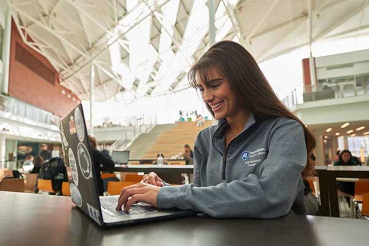 student access wifi using her laptop computer
