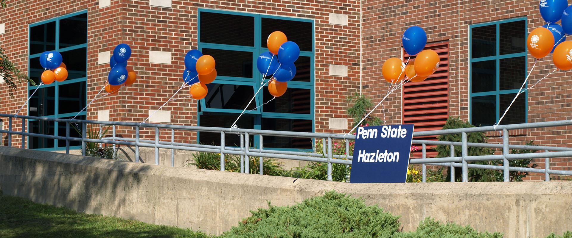 Balloons greeting first-year student arrivals at High Acres
